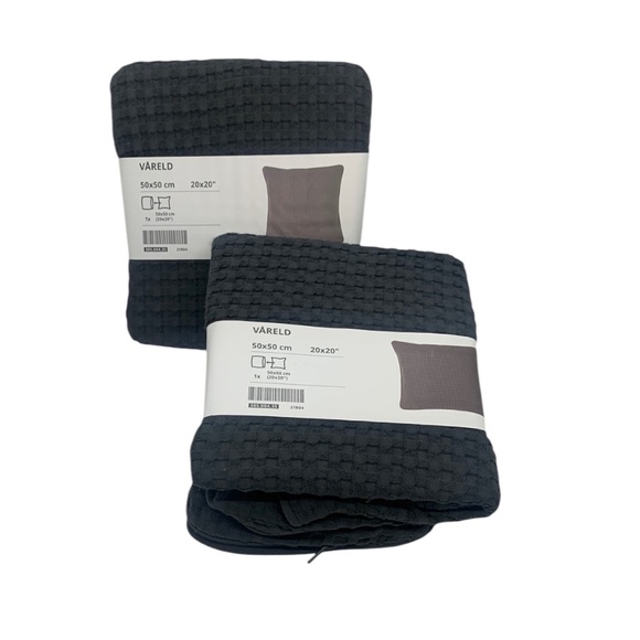 IKEA Other - IKEA NEW (2) Vareld Pillow Cushion Cover Gray 20x20" Cotton Dense Waffle Zipper